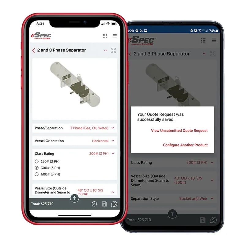 Image of multiple engineered packages configured and an entire RFQ submitted to DNOW engineers with our easy-to-use eSpec™ mobile app. Image of multiple engineered packages configured and an entire RFQ submitted to DNOW engineers with our easy-to-use eSpec™ mobile app.