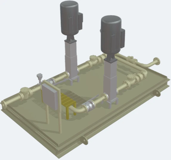 Power Service's Produced Water Transfer Unit displayed on a sturdy skid platform. Power Service's Produced Water Transfer Unit displayed on a sturdy skid platform.