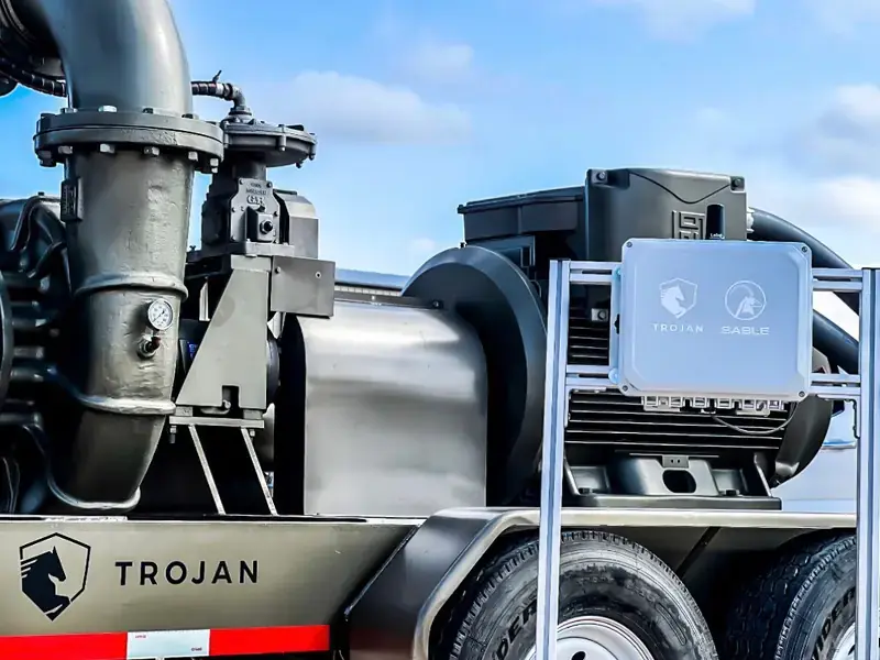Trojan - a rental pump is shown fitted with a Sable automation package for remote data collection